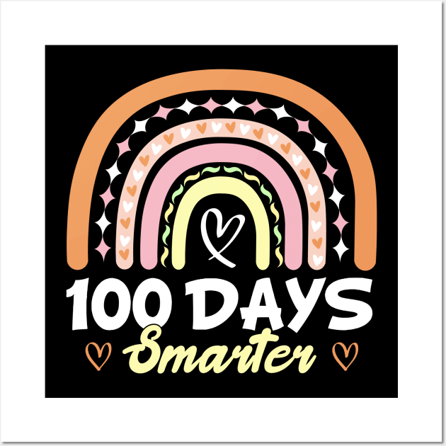 100 Days Smarter Gift For Kids Students And Teacher Wall Art by SbeenShirts